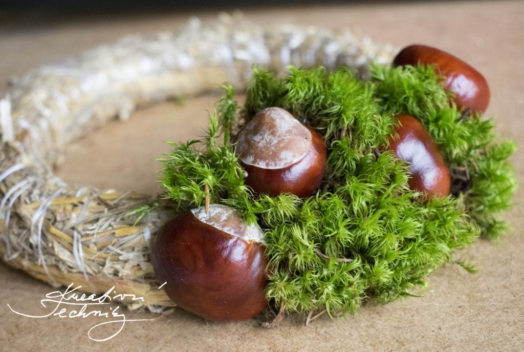 Chestnut decoration. Chestnut Wreath, Moss and chestnuts, Autumn decor, Front door decor, Homemade decoration, Autumn creating, Autumn wreath. 