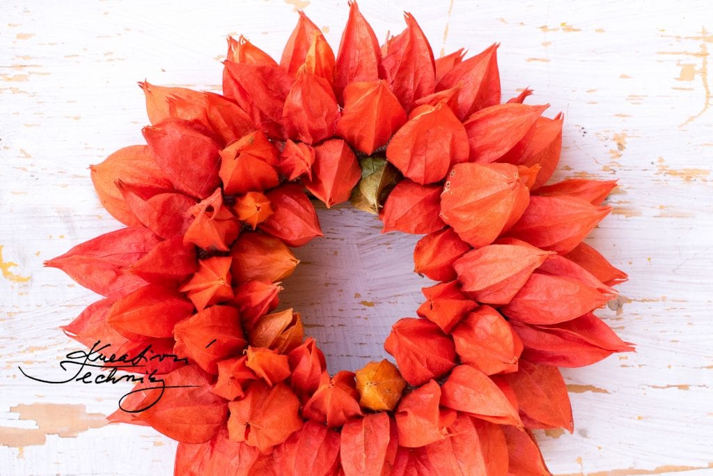 Autumn Decoration. Autumn Decor. Autumn Wreath. Autumn DIY. Cape Gooseberry. Cape Gooseberry Wreath. Front Door Decoration. Easy DIY. Wreath Decoration. 