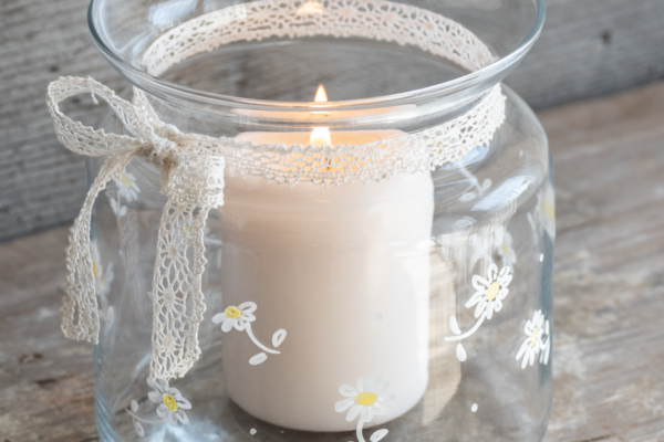 Skleněný svícen v boho stylu